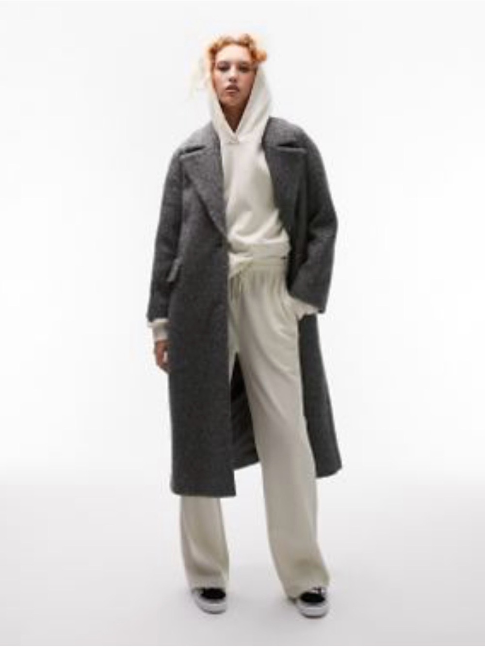 Topshop women’s brushed overcoat in charcoal